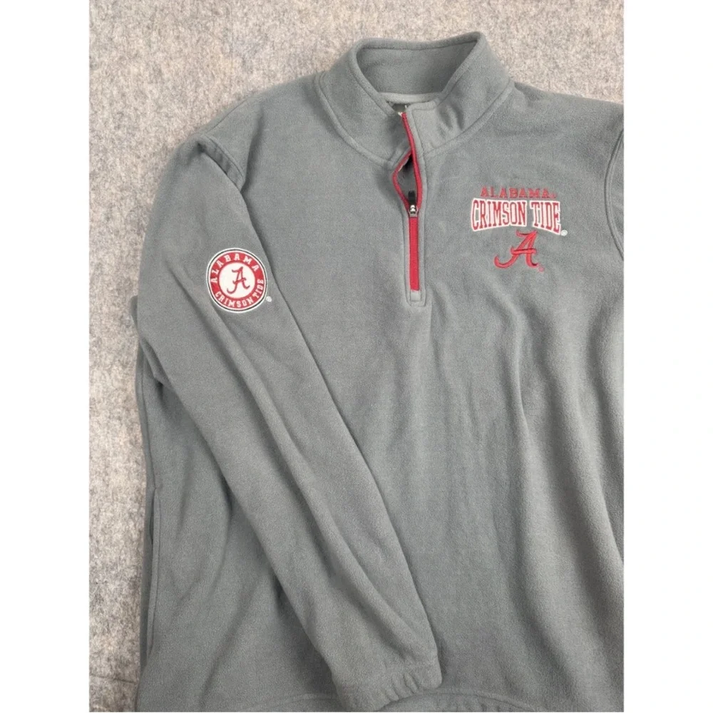 Knights Apparel Alabama Crimson Tide Sweater Mens L Gray Fleece 1/4 Zip Pullover